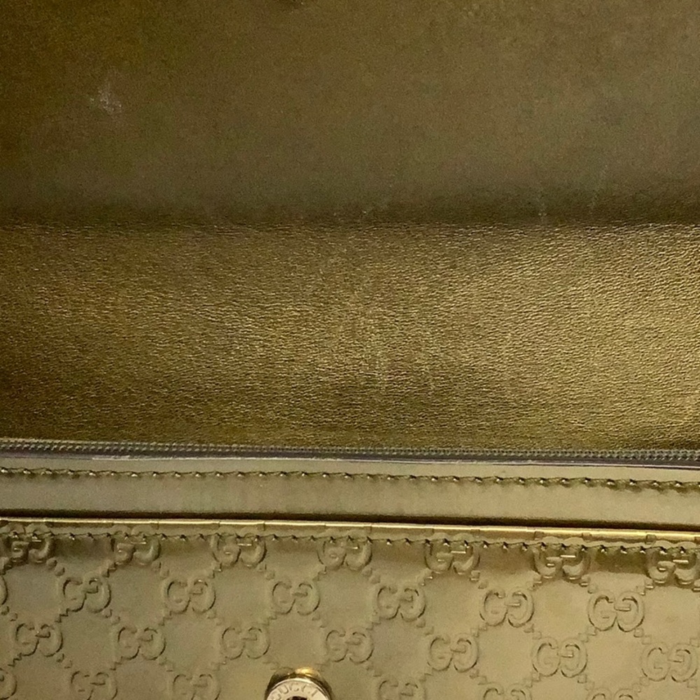 GUC Gucci Micro Guccishima Gold Heart Logo  Metallic Gold Green Women's Wallet - Picture 6 of 6